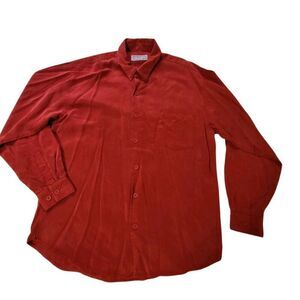 Weekendz off Tencel long sleeve button-down red casual shirt M